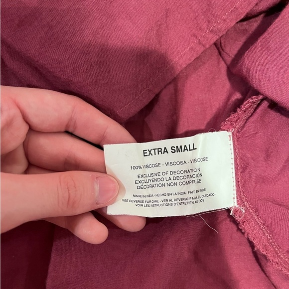 Y2K VAC Red Boho Embroidered Lace Up Floral Tunic Top XS witchy whimsical 90s - Picture 7 of 9